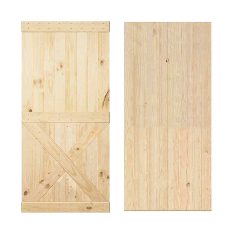 Homacer Paneled Wood Unfinished Barn Door Without Installation Hardware